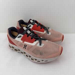 On Cloudstratus pink and red running shoes‎